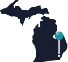 Map of Michigan featuring Detroit